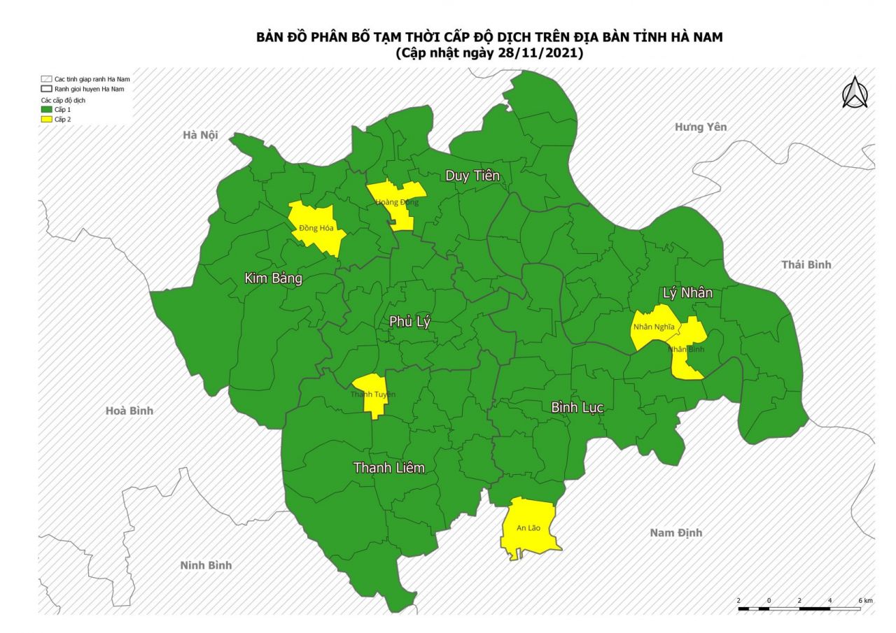 Toàn tỉnh hiện có 06 đơn vị xã phường ở cấp độ 2 màu vàng