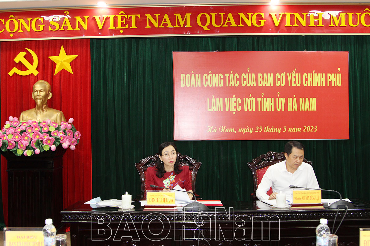 Đoàn công tác của Ban cơ yếu Chính phủ làm việc với Tỉnh ủy Hà Nam