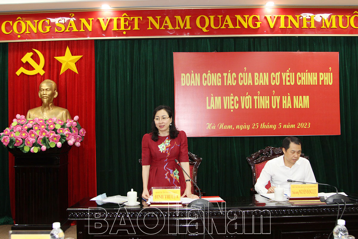 Đoàn công tác của Ban Cơ yếu Chính phủ làm việc với Tỉnh ủy Hà Nam